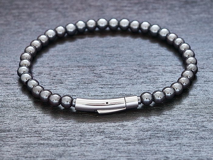 Bransoletka koraliki 6mm z Hematytu + eleganckie zapięcie