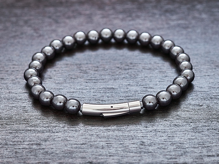 Bransoletka koraliki 8mm z Hematytu + eleganckie zapięcie