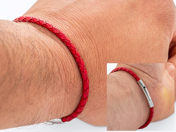 Bransoletka pleciony skórzany rzemień 3mm + eleganckie zapięcie