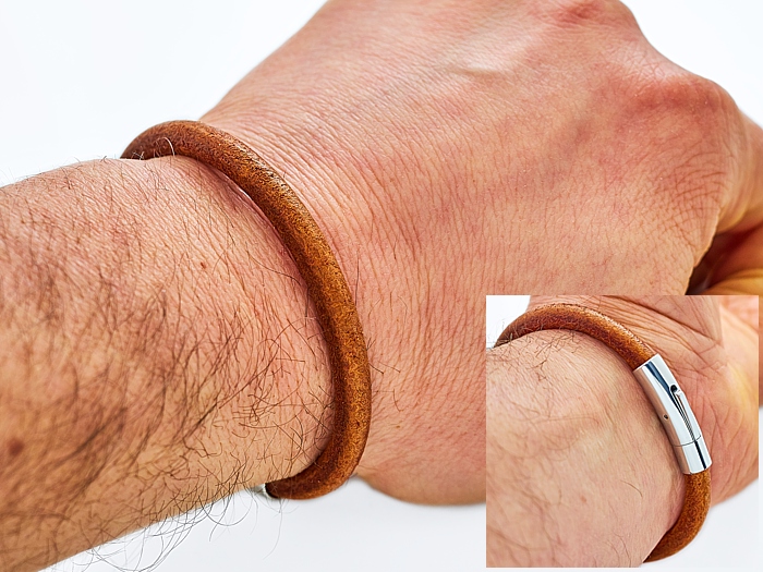 Skórzany rzemień 6mm + eleganckie zapięcie