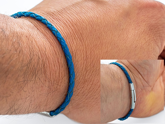 Bransoletka pleciony skórzany rzemień 3mm + eleganckie zapięcie