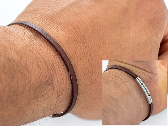 Skórzany rzemień 4mm + eleganckie zapięcie